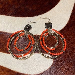 Earrings orange and gold. Never worn. NWOT. bracelet to match in my listings
